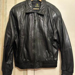 Men's Leather Bomber Jacket- Size Med-Neiman Marcus- Great Normal Used Condition
